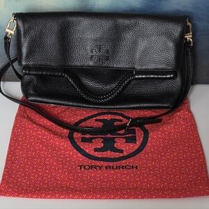 Tory Burch Black Leather Crossbody/Clutch Bag EUC